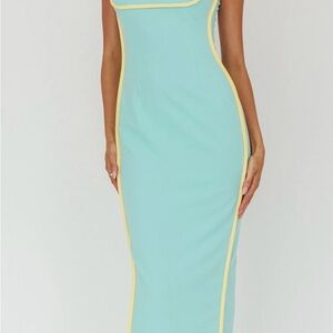 Selfie Leslie Blue and Yellow Midi Dress